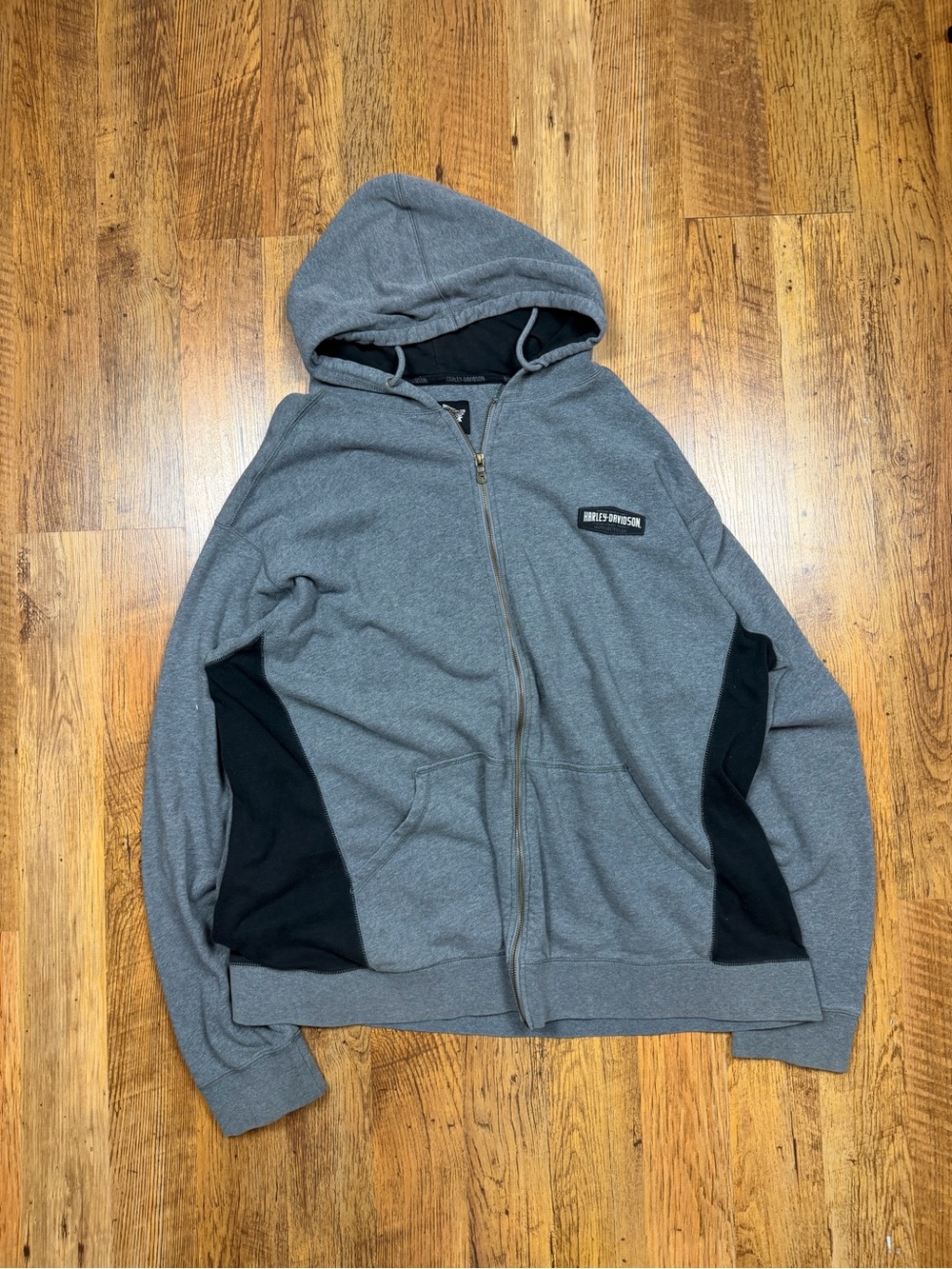 Harley-Davidson Gray and Black Hooded Zip Windbreaker